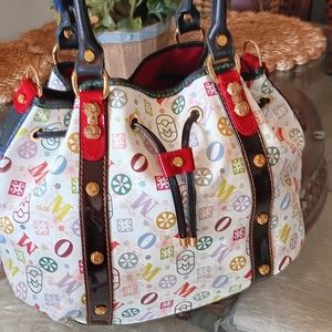 Marino Orlandi White Multicolor Logo Print Shoulder Bag with Red & Black Accents